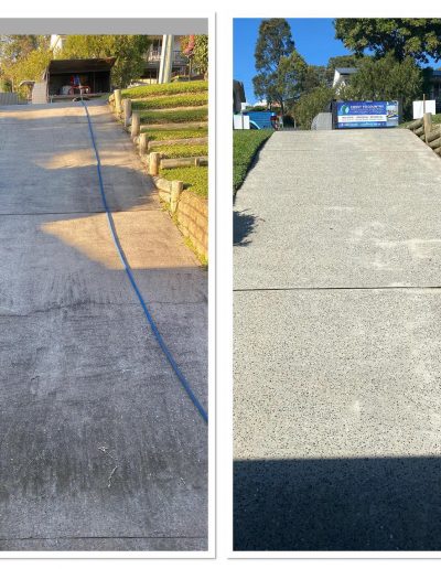 before and after pressure clean driveway
