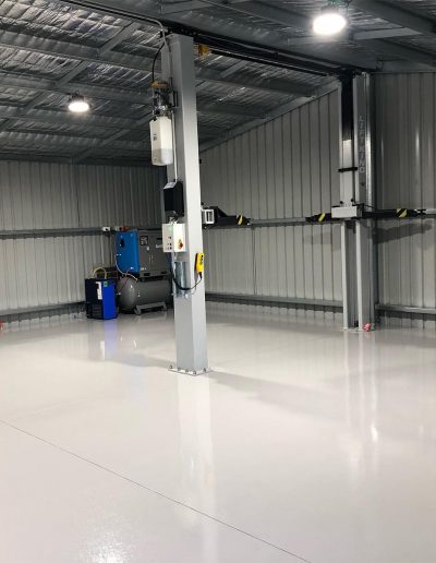 large industrial shed grey epoxy