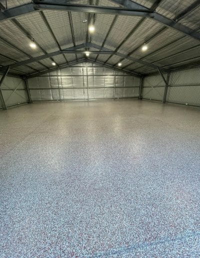 large flake epoxy floor industrial shed