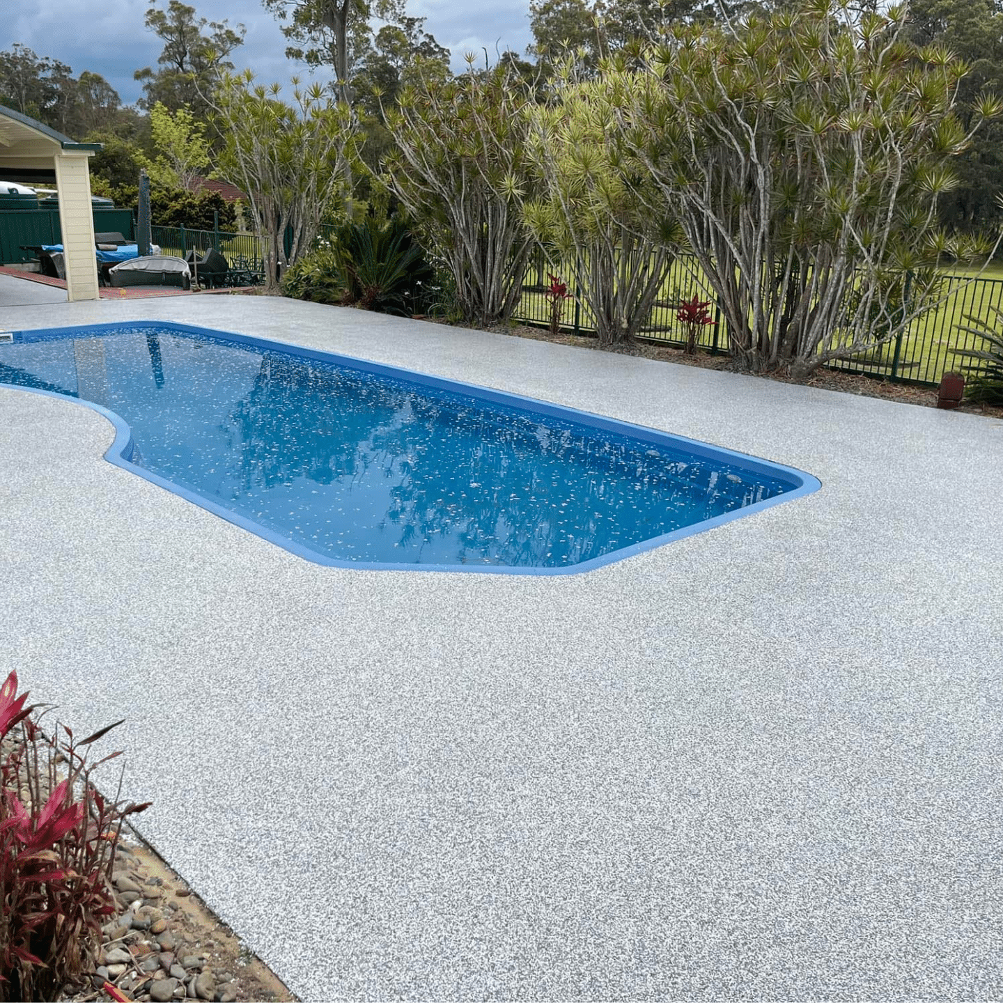 pool surrounds flake epoxy coating