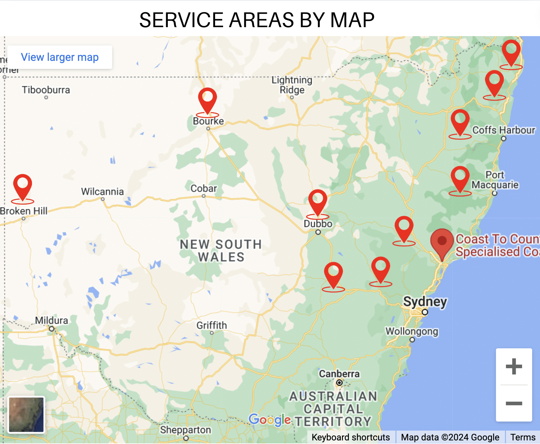 CTCSC service areas map